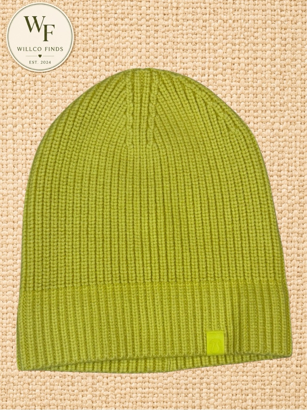 Lululemon Ribbed Knit Beanie Citron Yellow Green Logo Winter Hat